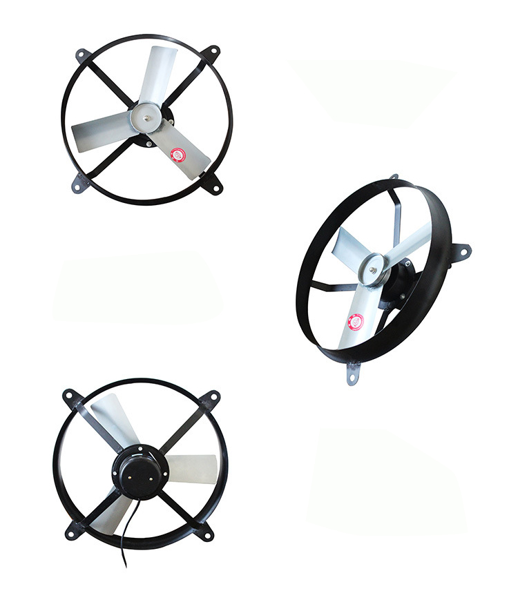 圓型鑄鐵軸流排風(fēng)扇正面、側(cè)面、反面圖