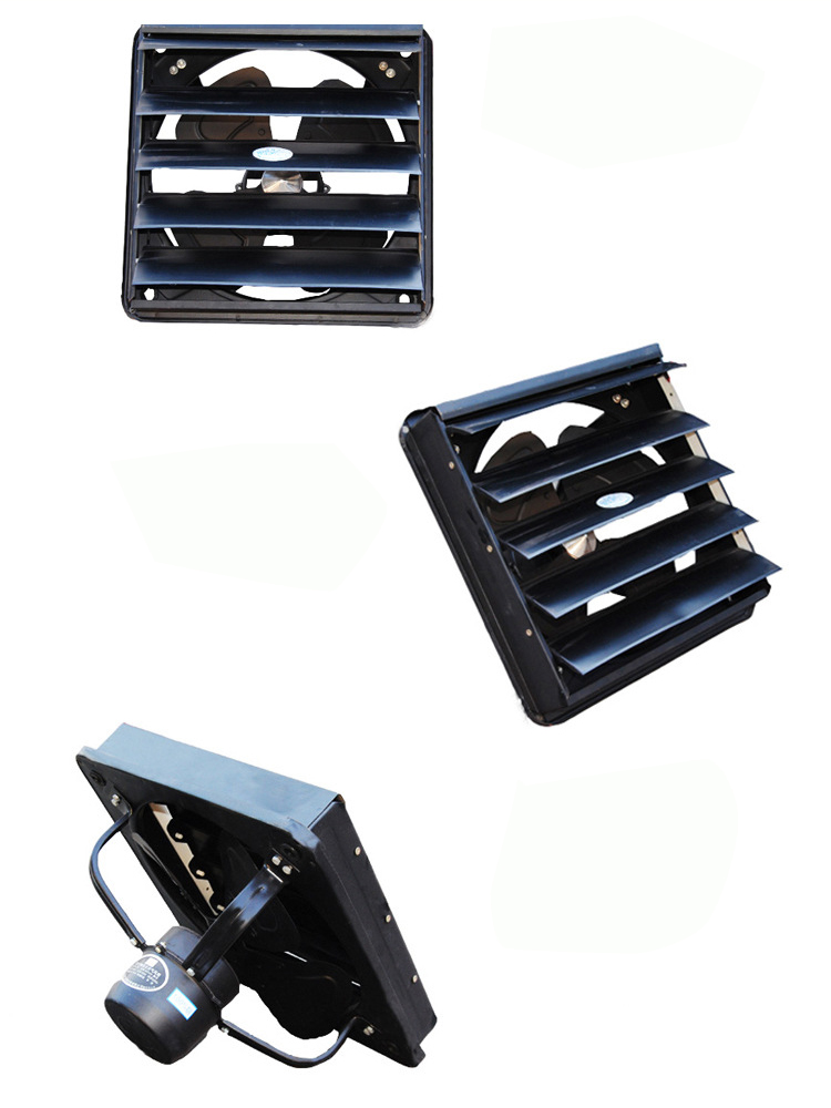 16寸方型軸流式百葉排風扇側面、正面圖