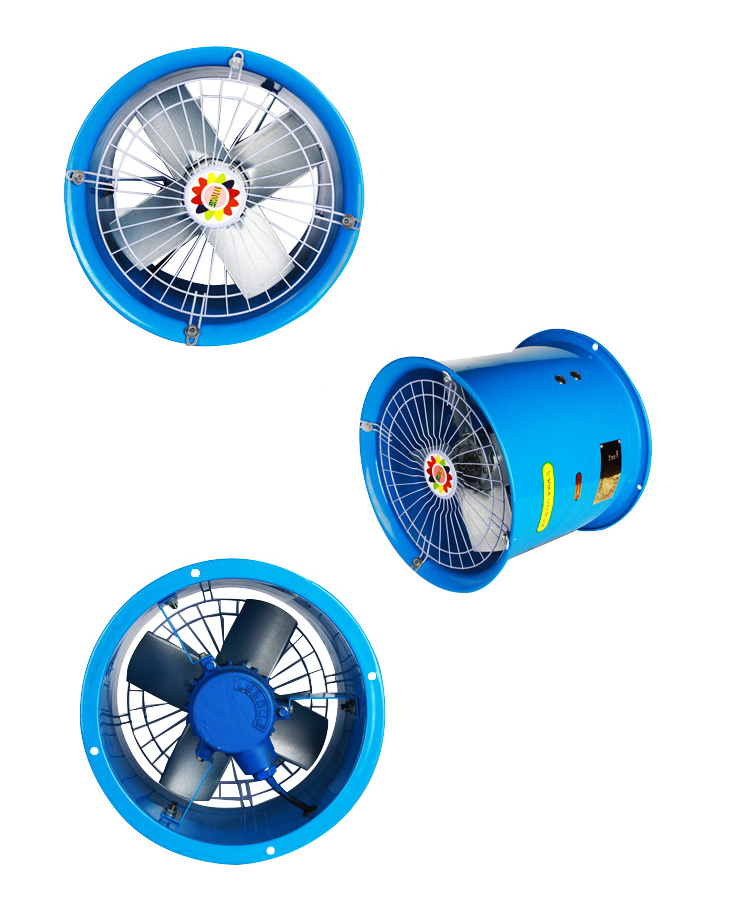 高溫管道式軸流風機正面、側面、背面圖