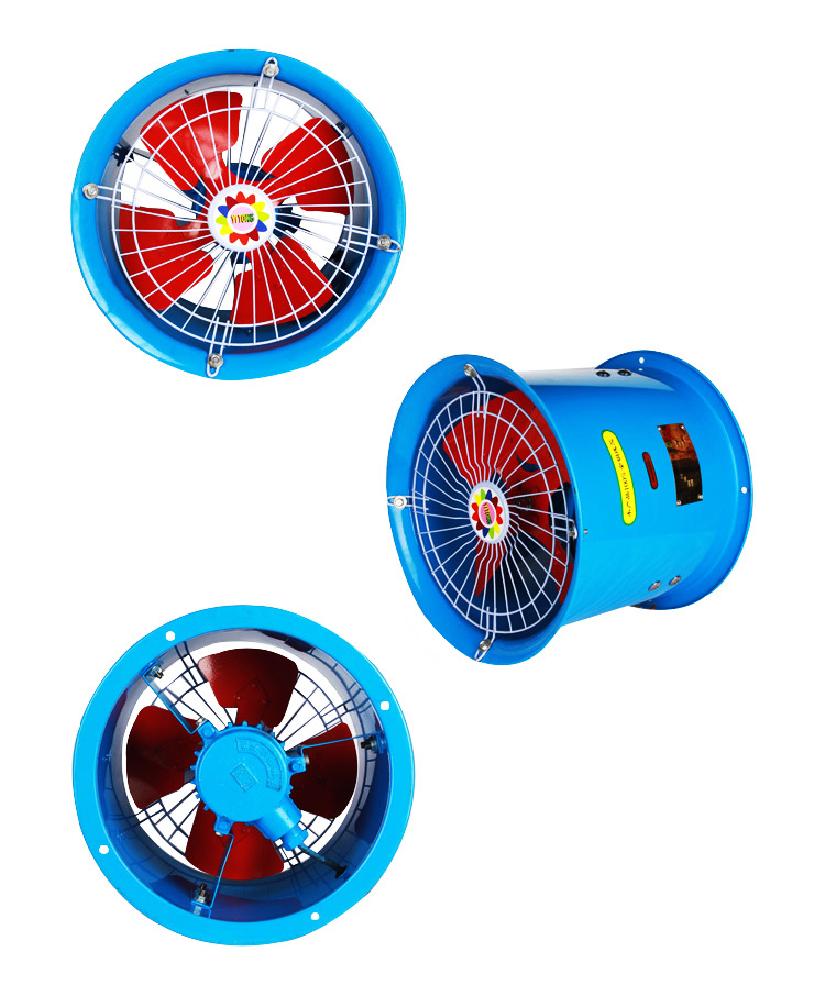 防爆管道式軸流風(fēng)機正面、側(cè)面、反面圖