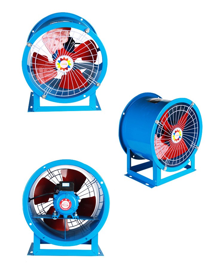 低噪音軸流通風機正面、側面、反面圖