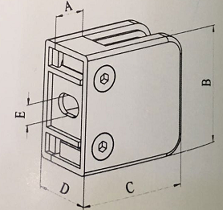 45*45平底 玻璃夾結構圖