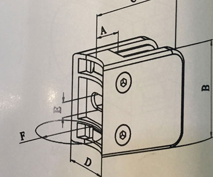  55*55 平底 玻璃夾結構圖