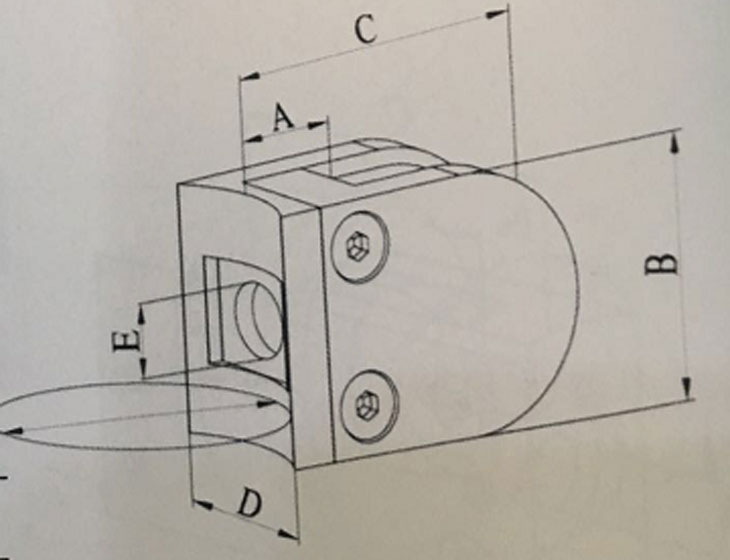 38*52弧底 玻璃夾 結構圖